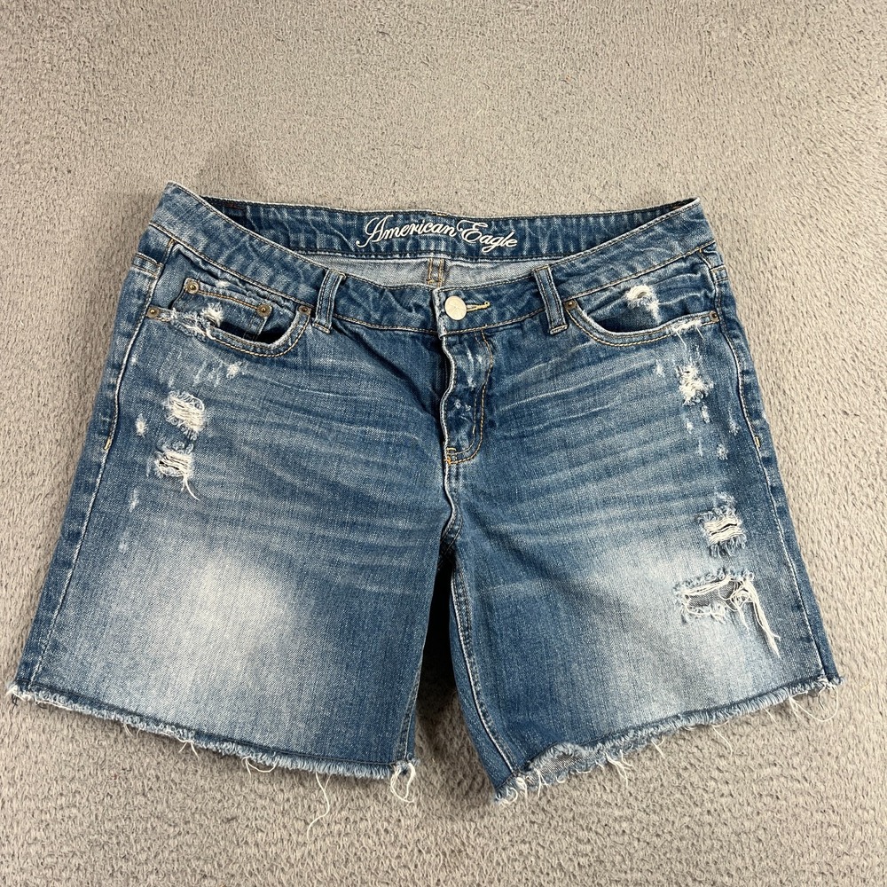 American Eagle Shorts Womens 10 Distressed Denim Normcore Y2K
